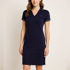 Tommy Hilfiger Navy Short Sleeve Polo T Shirt Dress